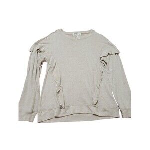 Anthropologie Cloth & Stone Womens M Ruffle Knit Gold Threads G10.2